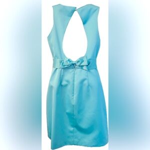 Laundry By Shelli Segal Turquoise Blue Satin Dress 👗 Bow in the back